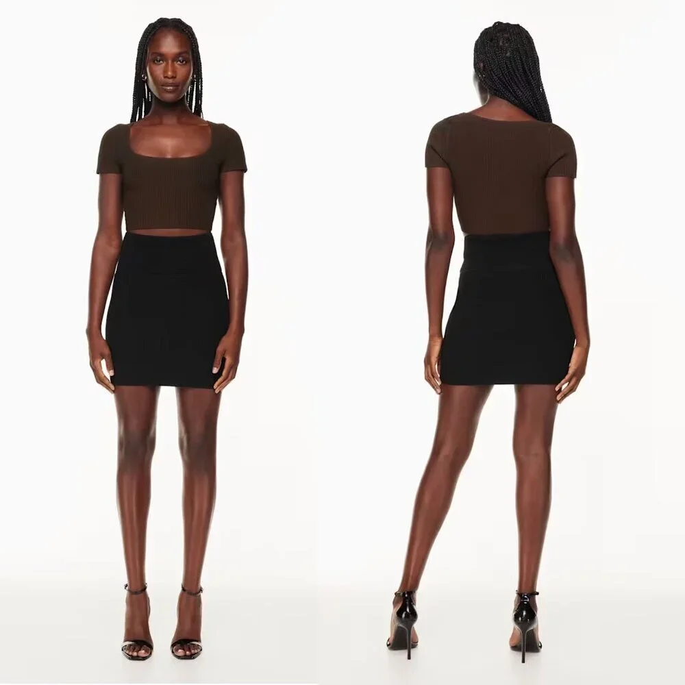 New Babaton Sculpt Knit Mini Black Skirt Size M